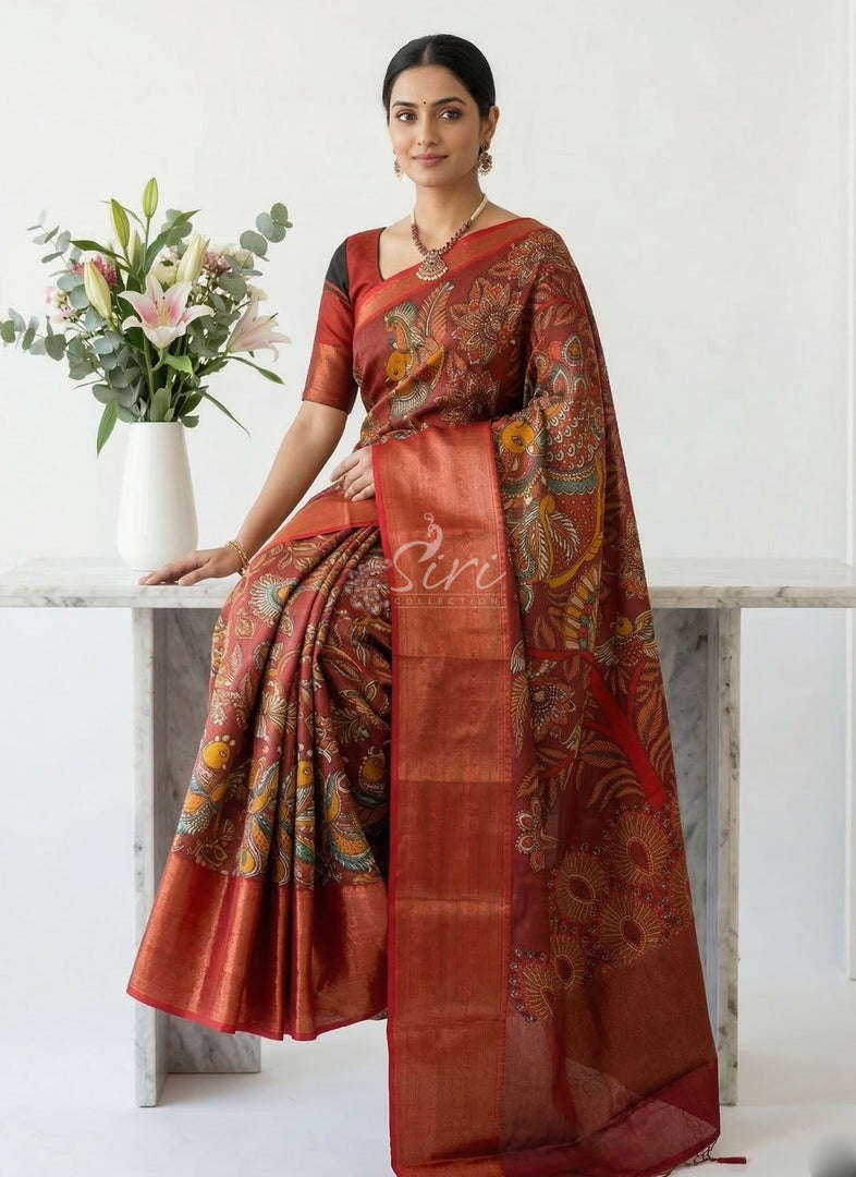Beautiful Digital Print Fancy Banarasi Silk Saree