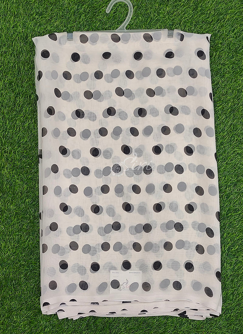 Latest Printed Georgette Saree in Polka Dots Design