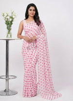 Load image into Gallery viewer, Latest Printed Georgette Saree in Polka Dots Design