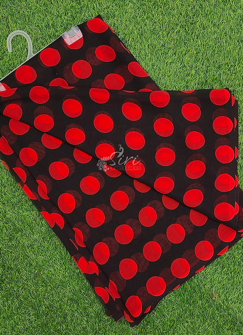 Latest Printed Georgette Saree in Polka Dots Design