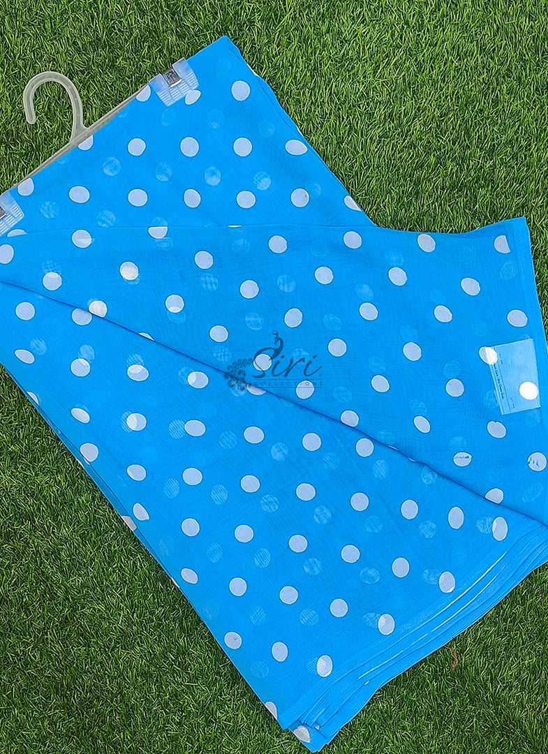 Latest Printed Georgette Saree in Polka Dots Design