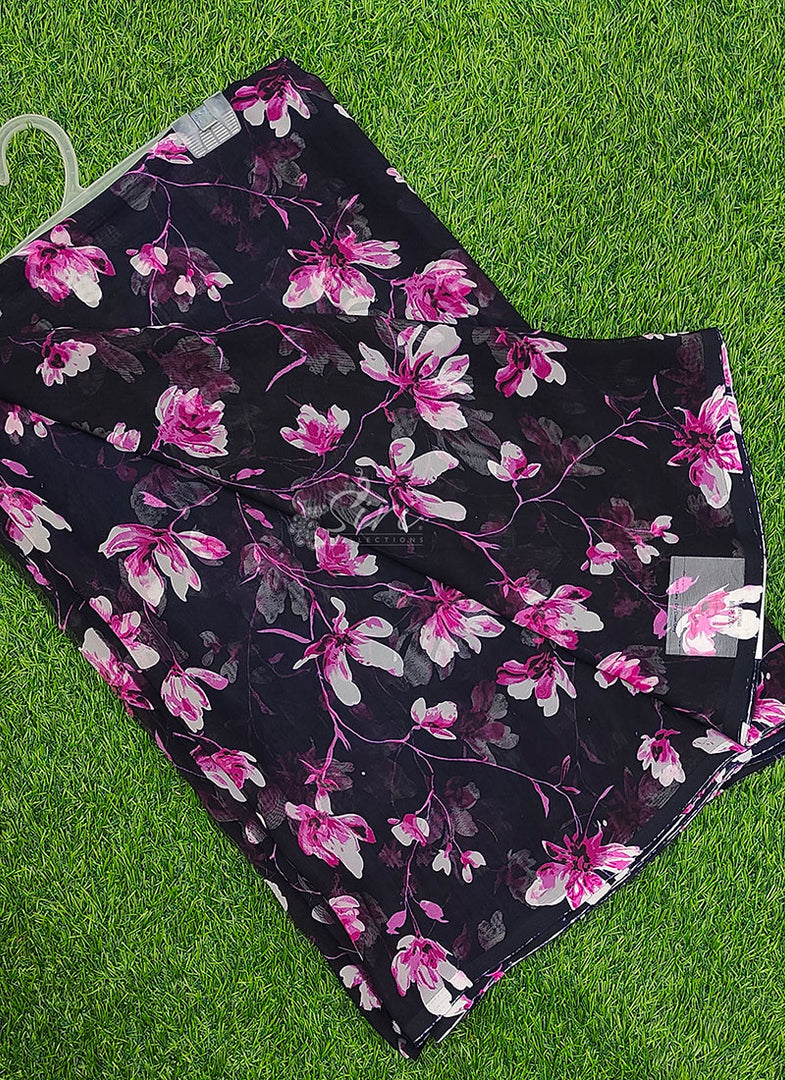 Latest Printed Georgette Saree in Floral Design