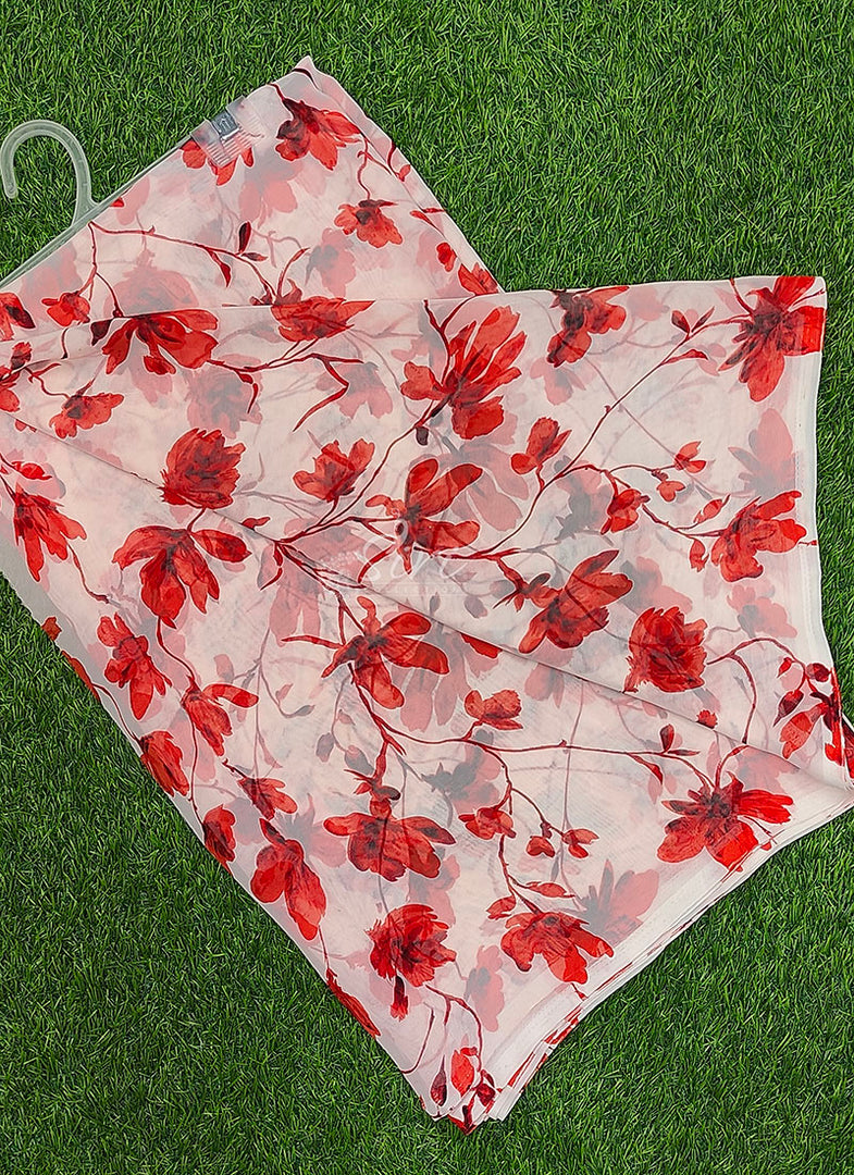 Latest Printed Georgette Saree in Floral Design