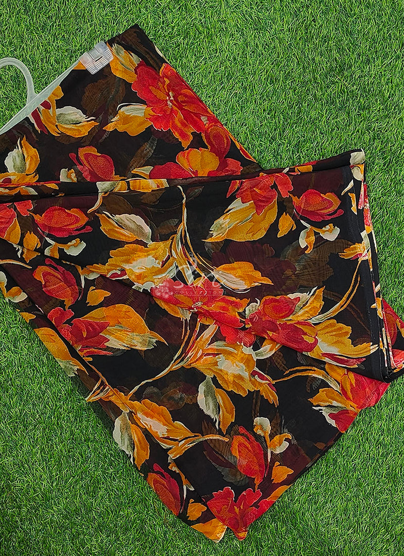 Latest Printed Georgette Saree in Floral Design