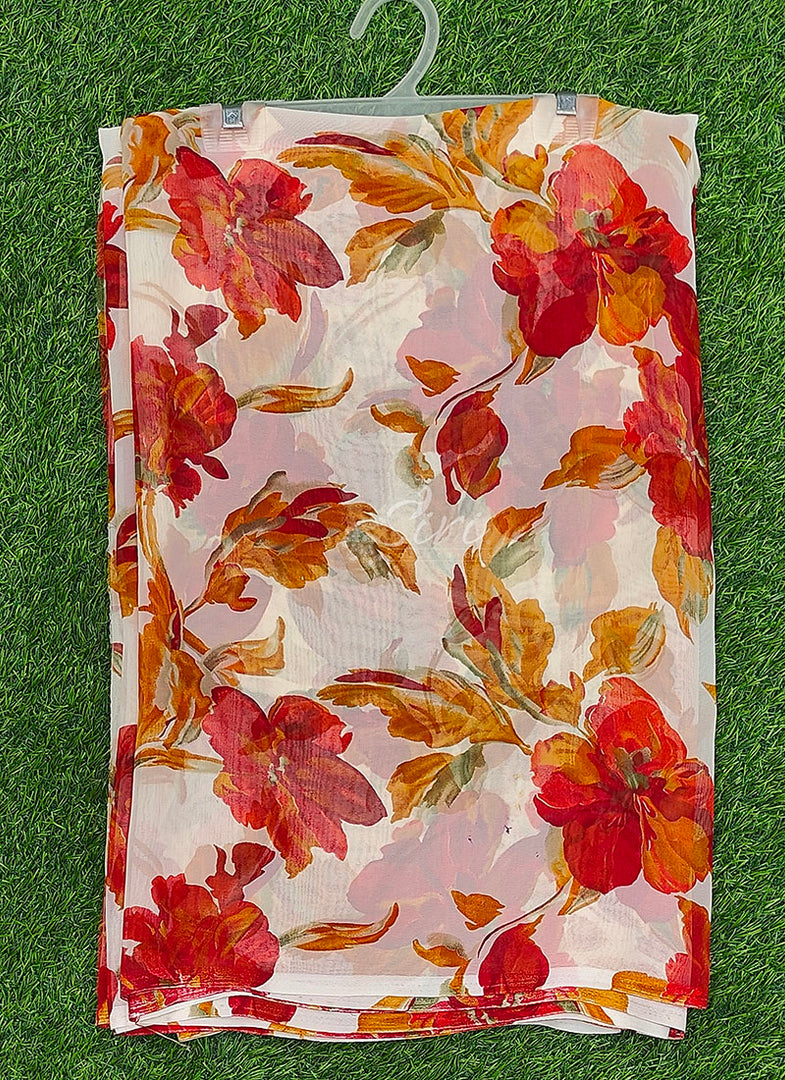 Latest Printed Georgette Saree in Floral Design