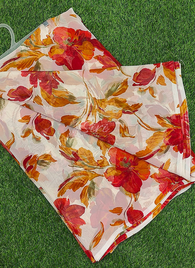 Latest Printed Georgette Saree in Floral Design