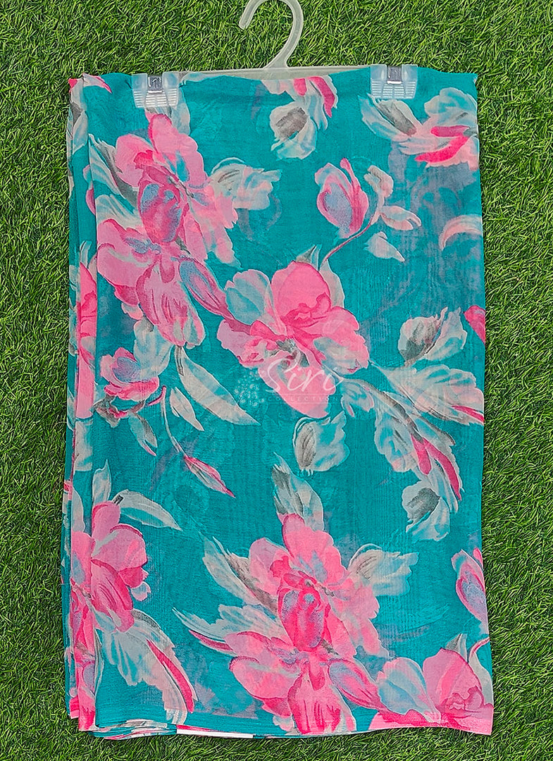 Latest Printed Georgette Saree in Floral Design