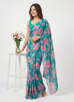 Load image into Gallery viewer, Latest Printed Georgette Saree in Floral Design