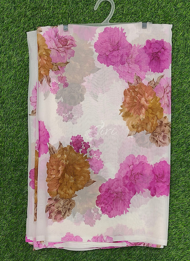 Latest Printed Georgette Saree in Floral Design