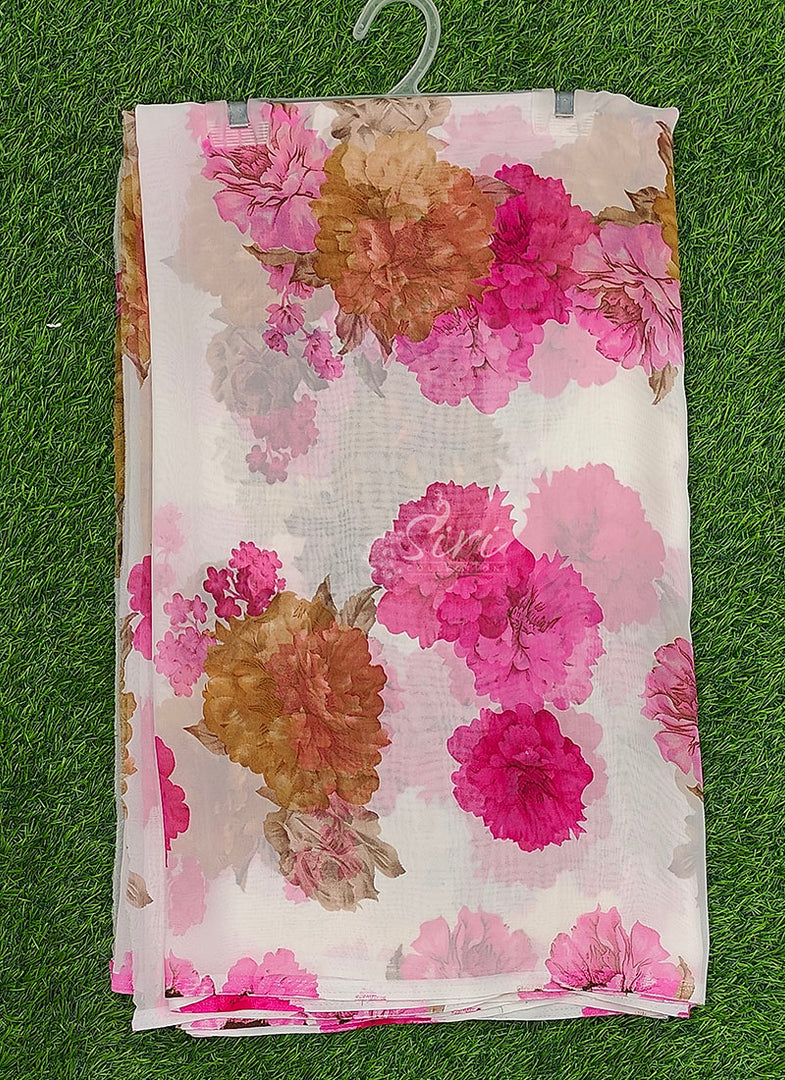 Latest Printed Georgette Saree in Floral Design