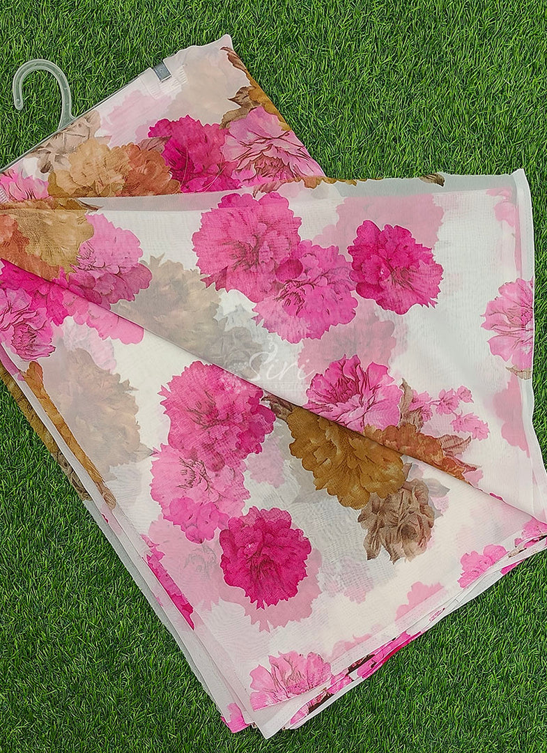 Latest Printed Georgette Saree in Floral Design