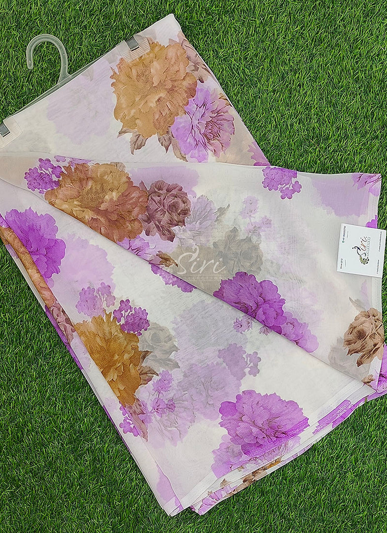 Latest Printed Georgette Saree in Floral Design