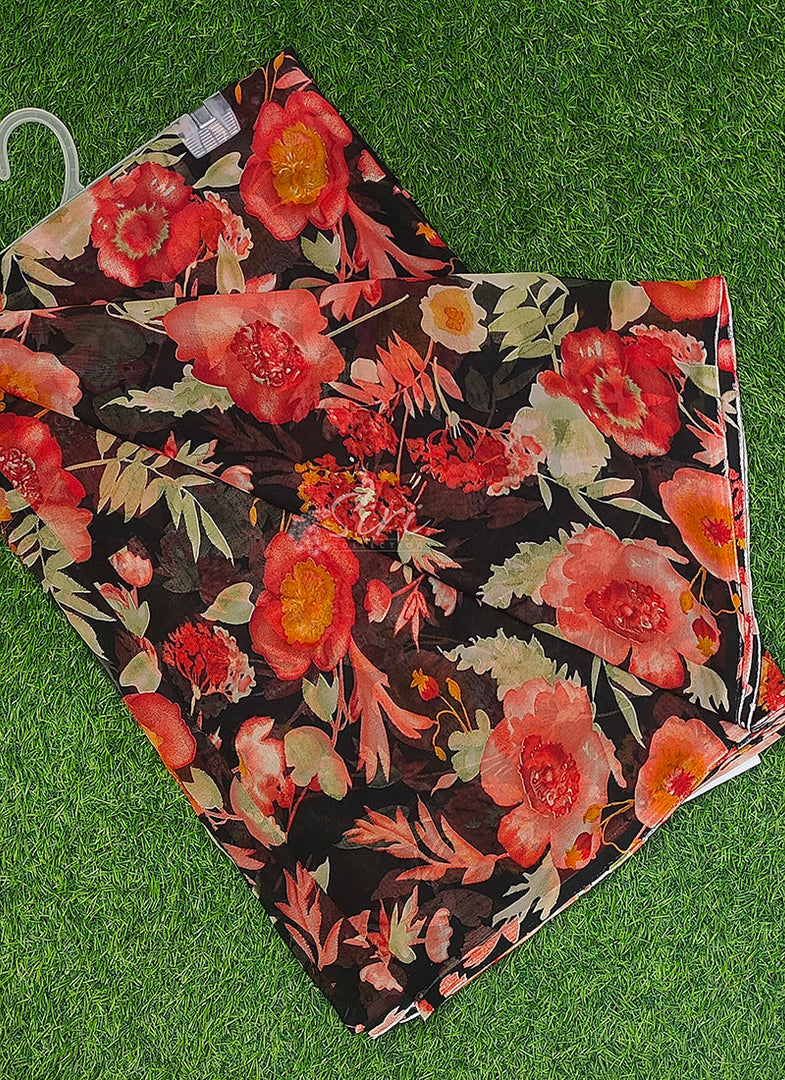 Latest Printed Georgette Saree in Floral Design