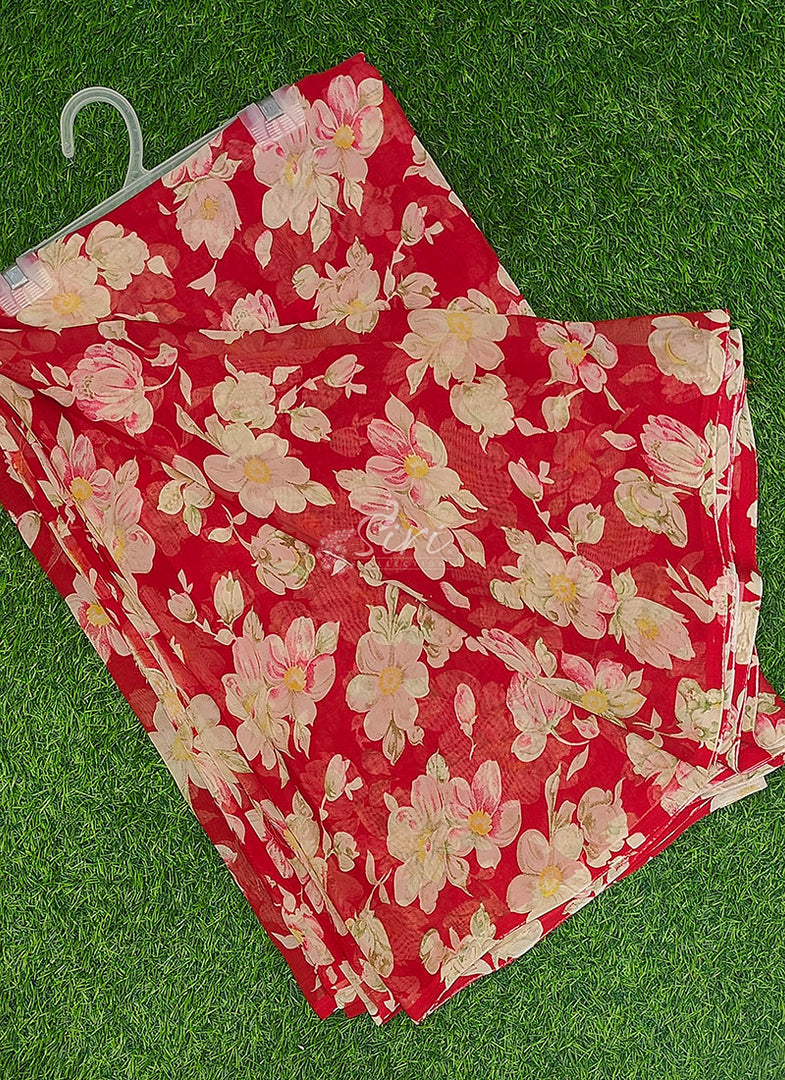 Latest Printed Georgette Saree in Floral Design