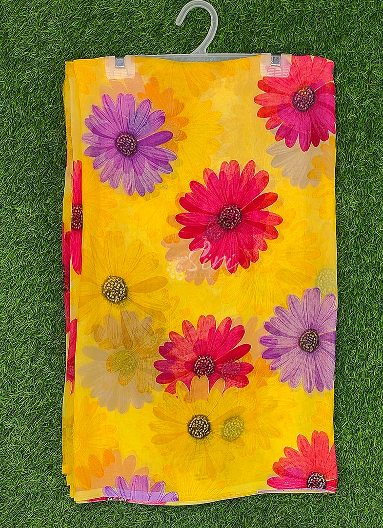 Latest Printed Georgette Saree in Floral Design