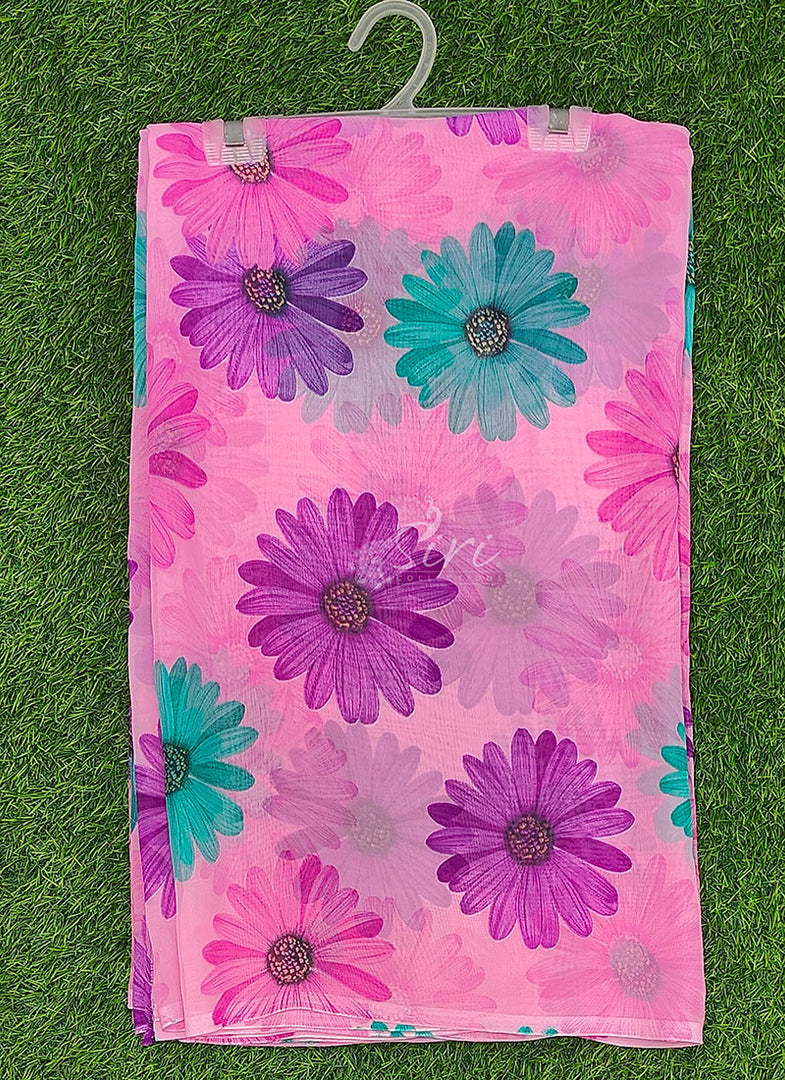 Latest Printed Georgette Saree in Floral Design