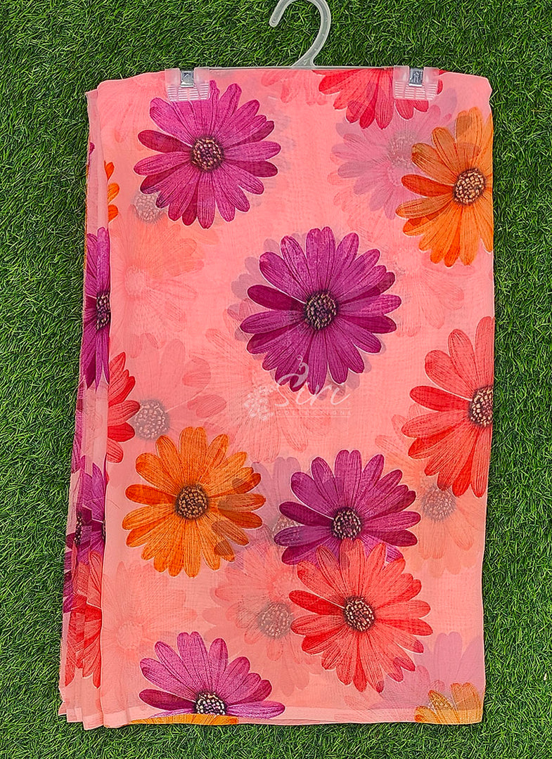 Latest Printed Georgette Saree in Floral Design
