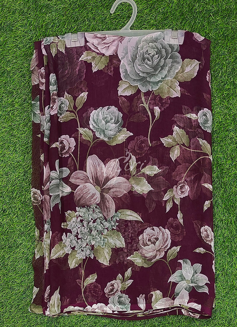 Siri Collections Printed Georgette Saree in Floral Design
