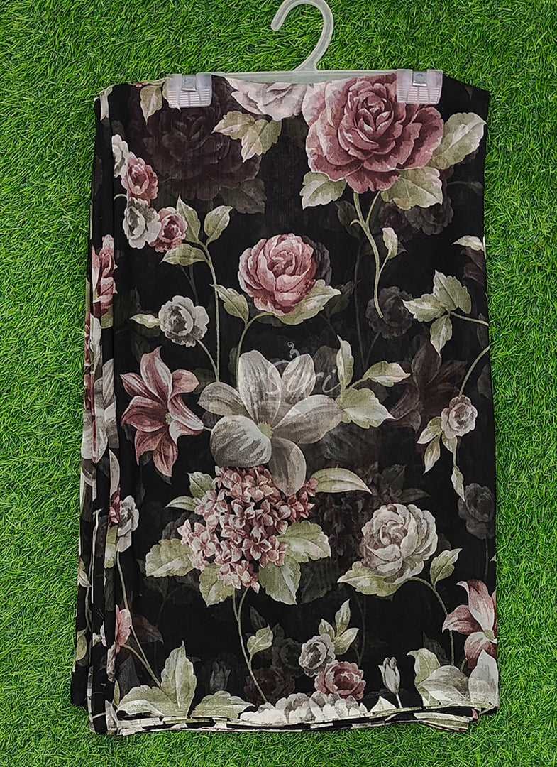 Siri Collections Printed Georgette Saree in Floral Design