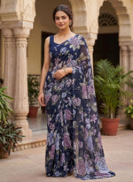 Load image into Gallery viewer, Siri Collections Printed Georgette Saree in Floral Design