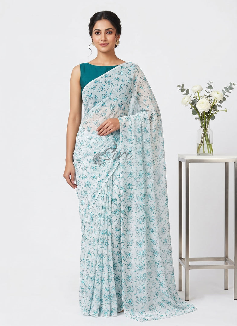 Siri Collections Printed Georgette Saree in Floral Design