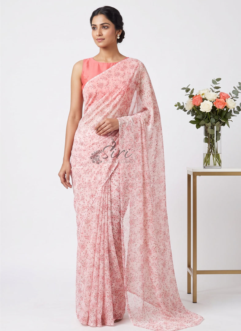 Siri Collections Printed Georgette Saree in Floral Design