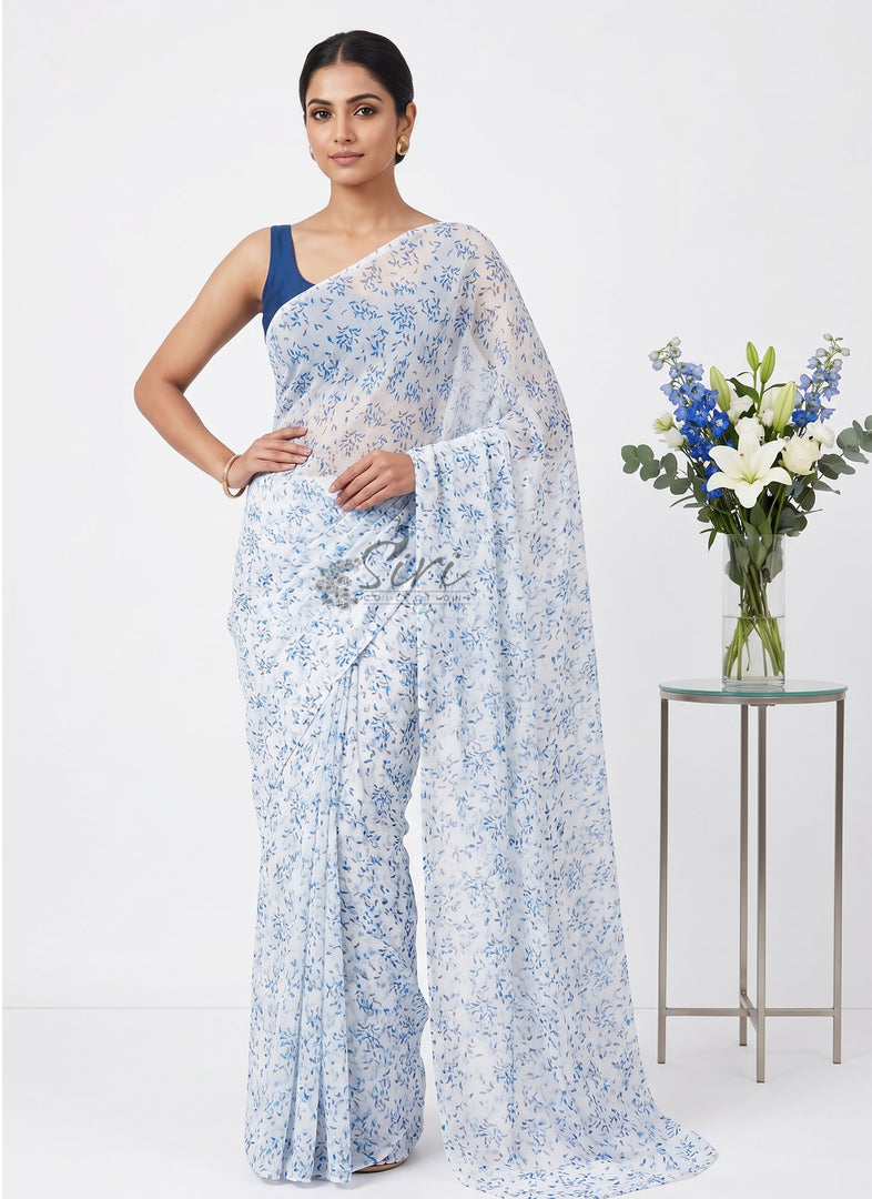 Siri Collections Printed Georgette Saree in Floral Design