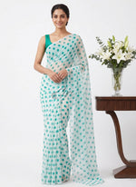 Load image into Gallery viewer, Latest Printed Georgette Saree in Polka Dots Design