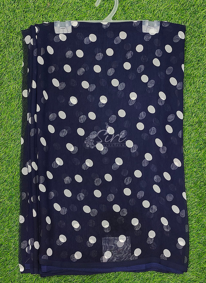 Latest Printed Georgette Saree in Polka Dots Design