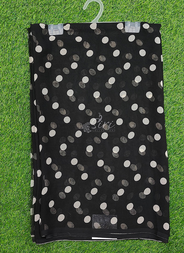 Latest Printed Georgette Saree in Polka Dots Design