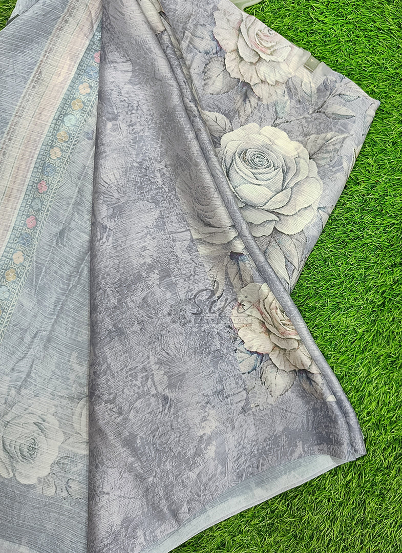 Latest Digital Print Satin Chiffon Saree
