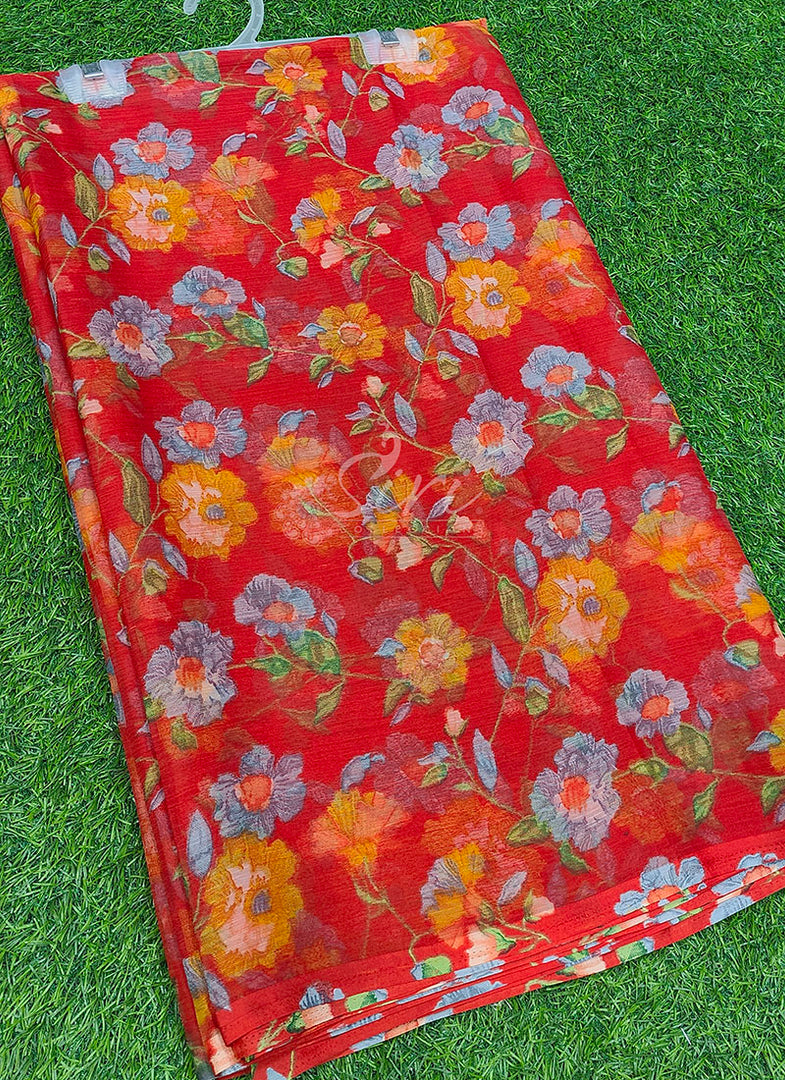 Latest Beautiful Printed Floral Nara Chiffon Saree