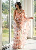 Load image into Gallery viewer, Beautiful Lovely Digital Print Soft Siri Chiffon Saree
