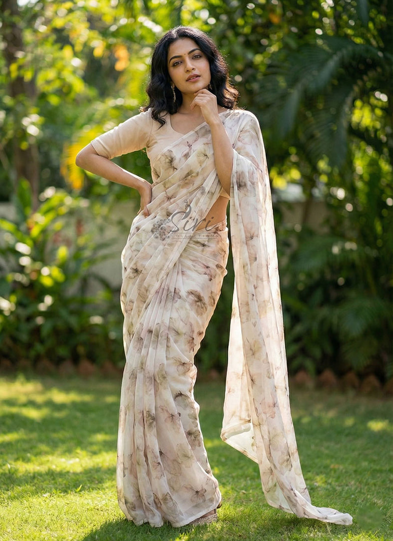 Beautiful Digital Print Soft Siri Chiffon Saree