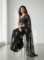 Load image into Gallery viewer, Beautiful Digital Print Soft Siri Chiffon Saree

