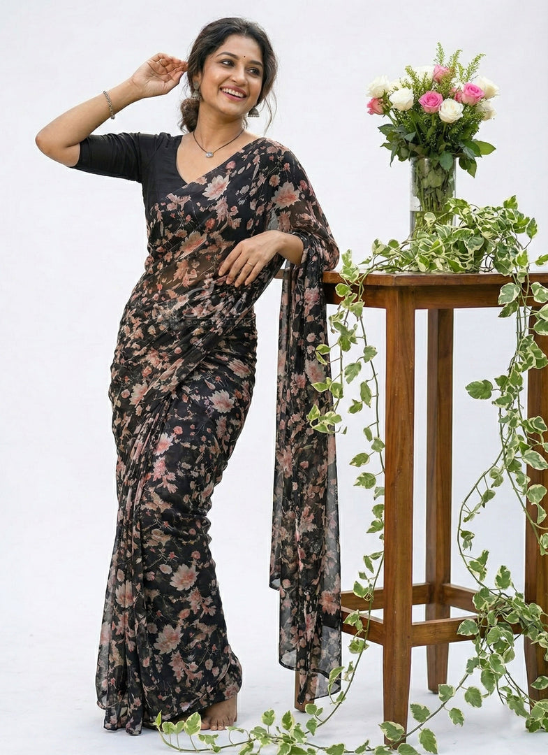 Beautiful Digital Print Soft Siri Chiffon Saree