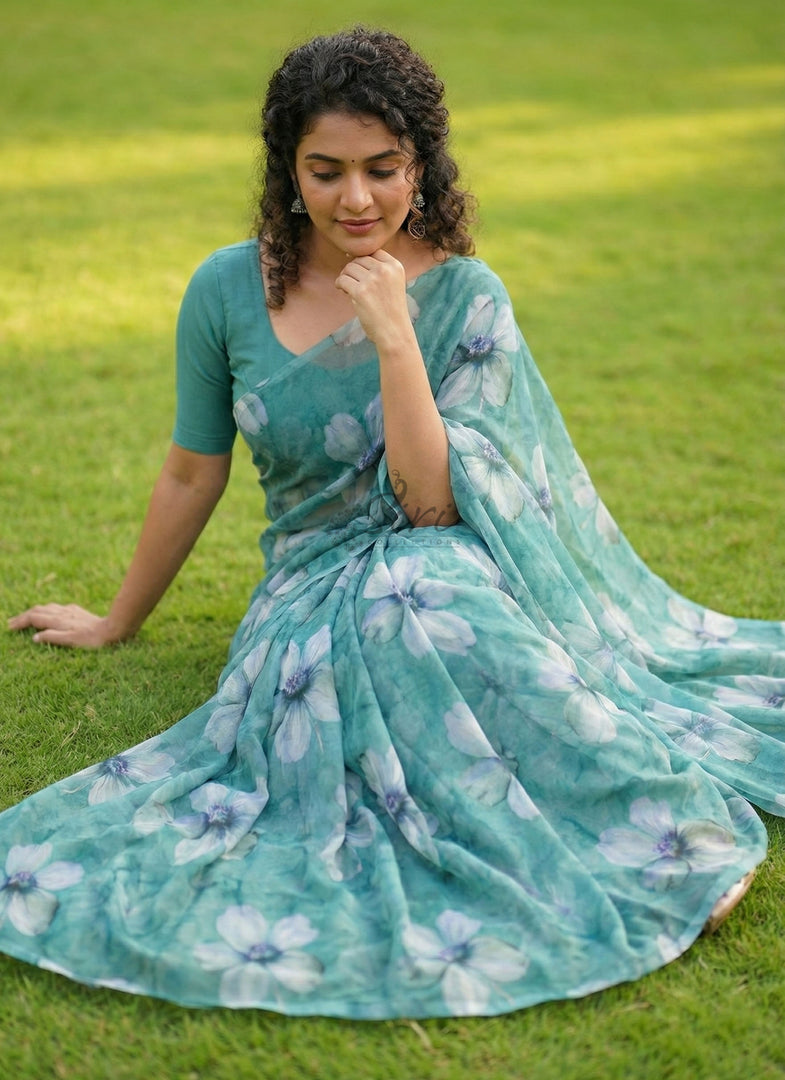 Beautiful Digital Print Soft Siri Chiffon Saree