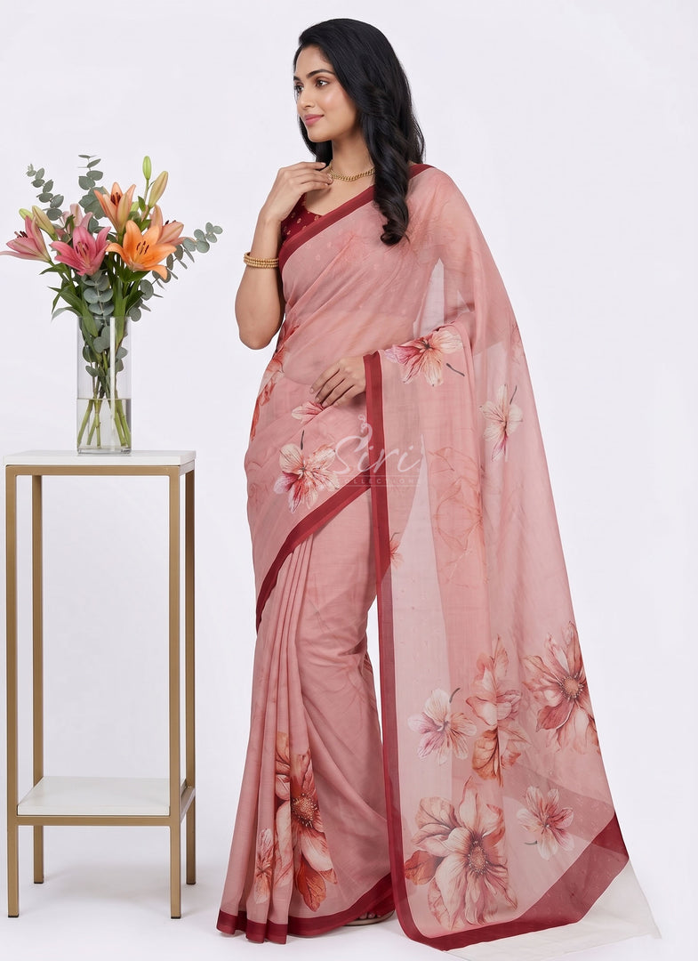 Beautiful Digital Print Soft Siri Chiffon Saree with Blouse