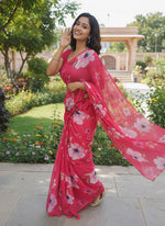 Load image into Gallery viewer, Beautiful Digital Print Premium Soft Siri Chiffon Saree
