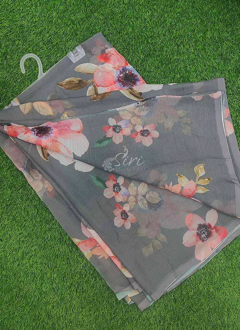 Beautiful Digital Print Premium Soft Siri Chiffon Saree