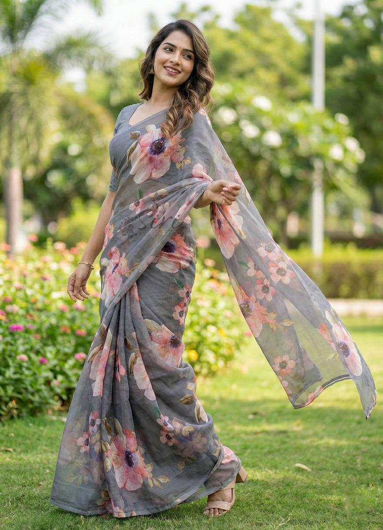 Beautiful Digital Print Premium Soft Siri Chiffon Saree