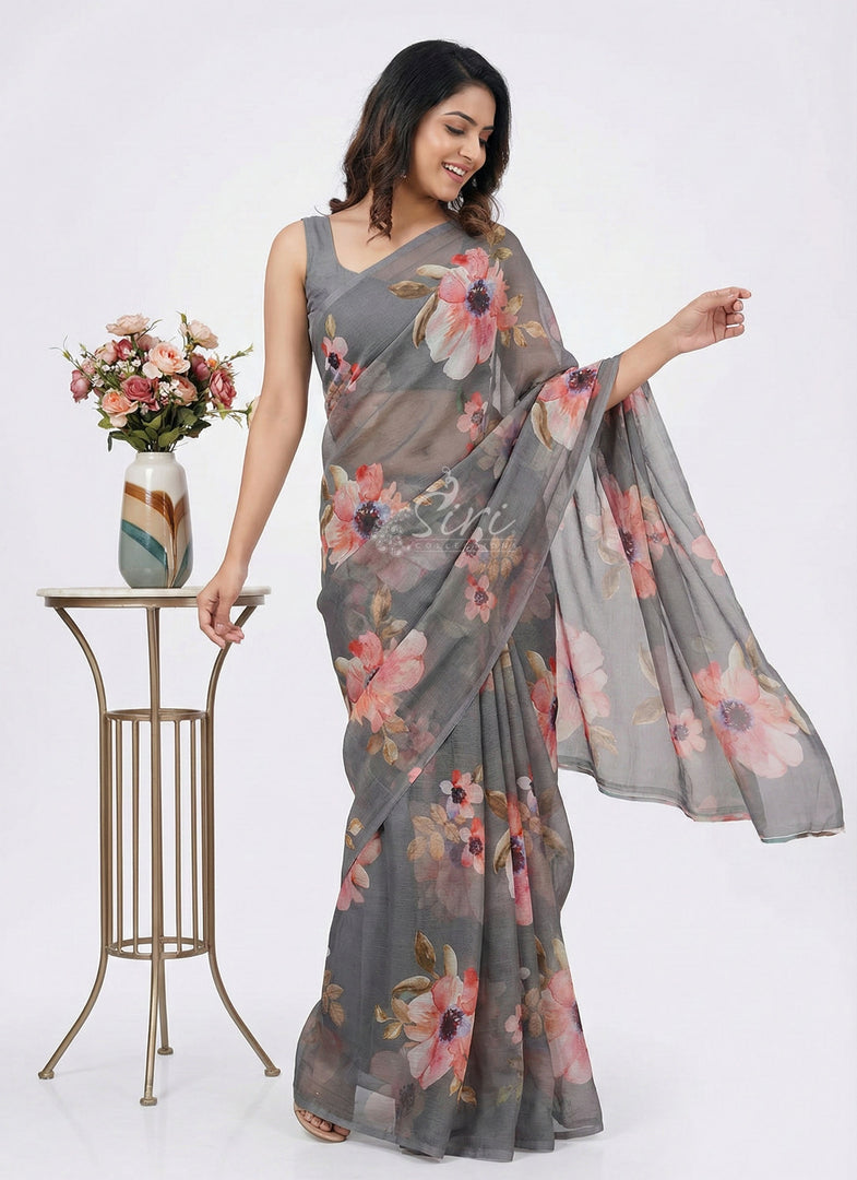 Beautiful Digital Print Premium Soft Siri Chiffon Saree