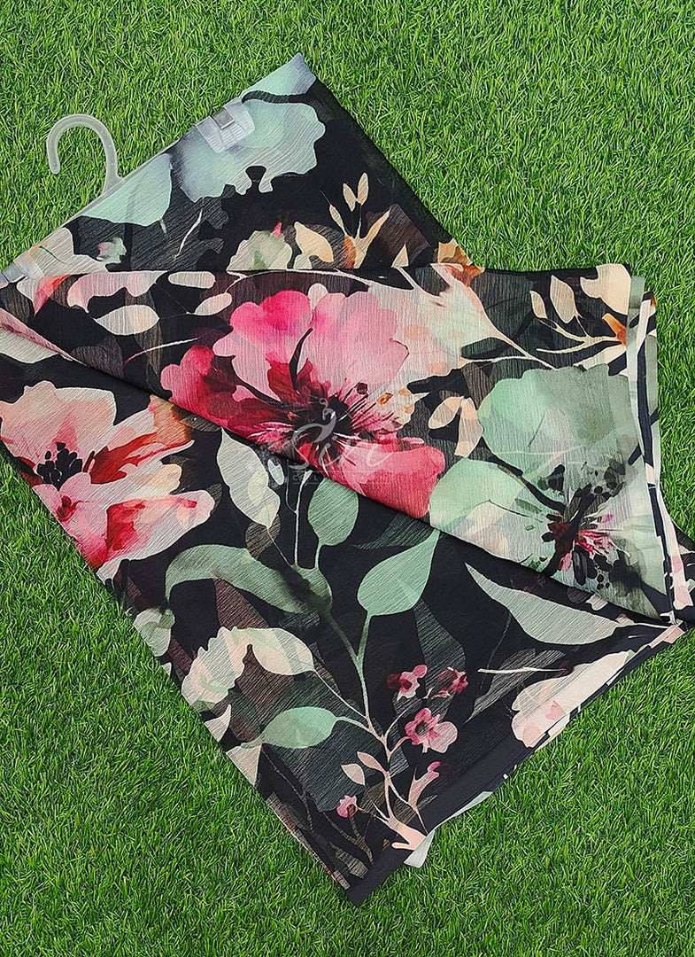 Beautiful Digital Print Premium Soft Siri Chiffon Saree