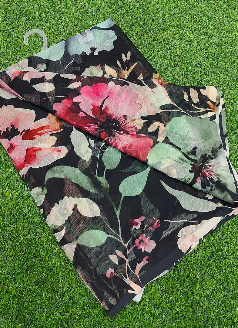 Beautiful Digital Print Premium Soft Siri Chiffon Saree