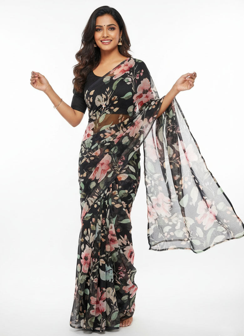 Beautiful Digital Print Premium Soft Siri Chiffon Saree