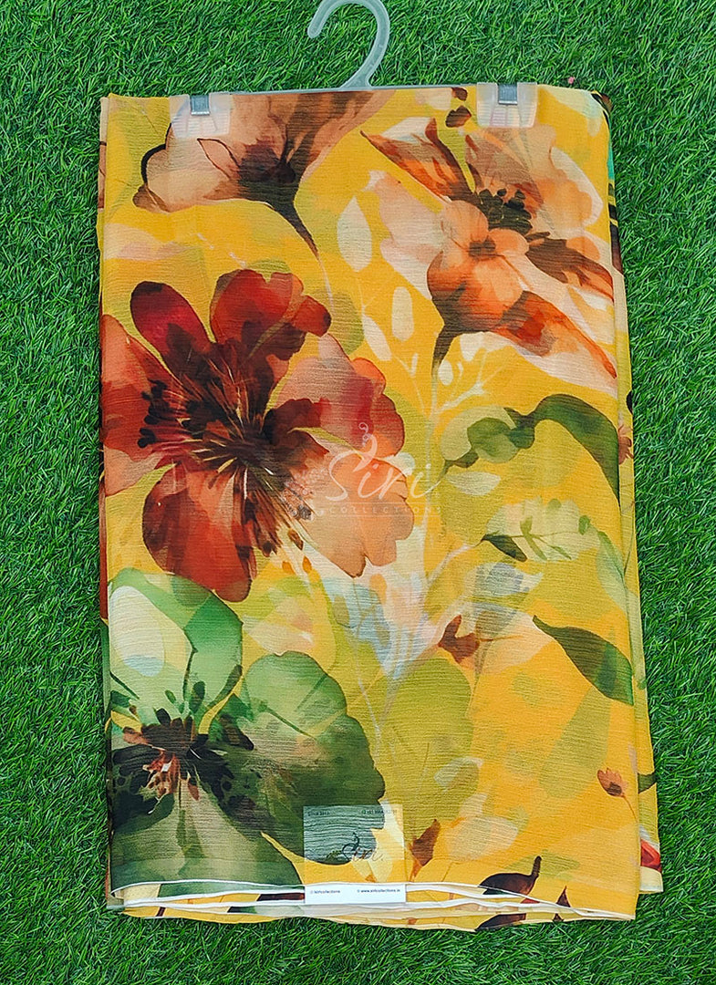 Beautiful Digital Print Premium Soft Siri Chiffon Saree