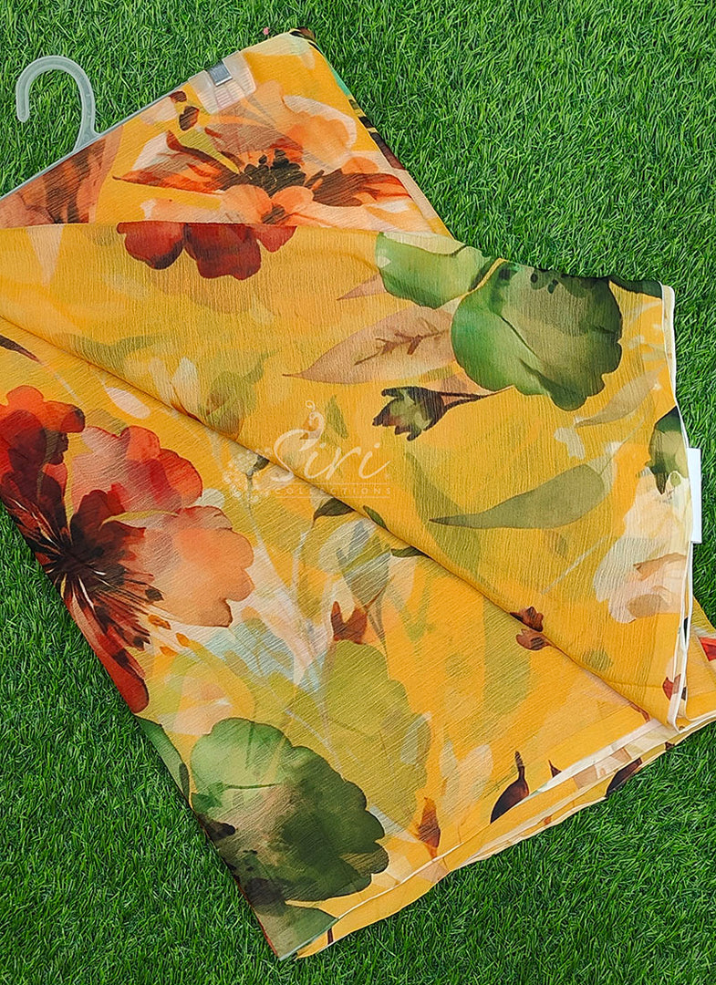Beautiful Digital Print Premium Soft Siri Chiffon Saree