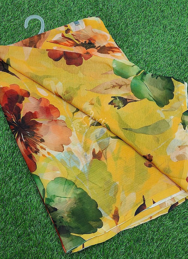 Beautiful Digital Print Premium Soft Siri Chiffon Saree