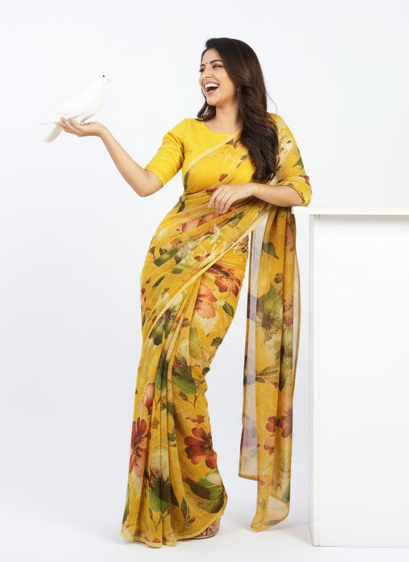 Beautiful Digital Print Premium Soft Siri Chiffon Saree