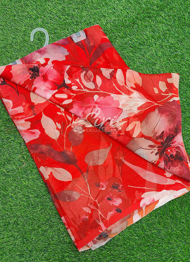 Beautiful Digital Print Premium Soft Siri Chiffon Saree